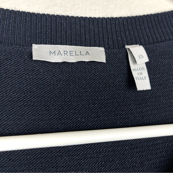 Marella XL Womens Navy Blue Ribbed Lace Back Hem Pullover Sweater - Picture 4 of 8